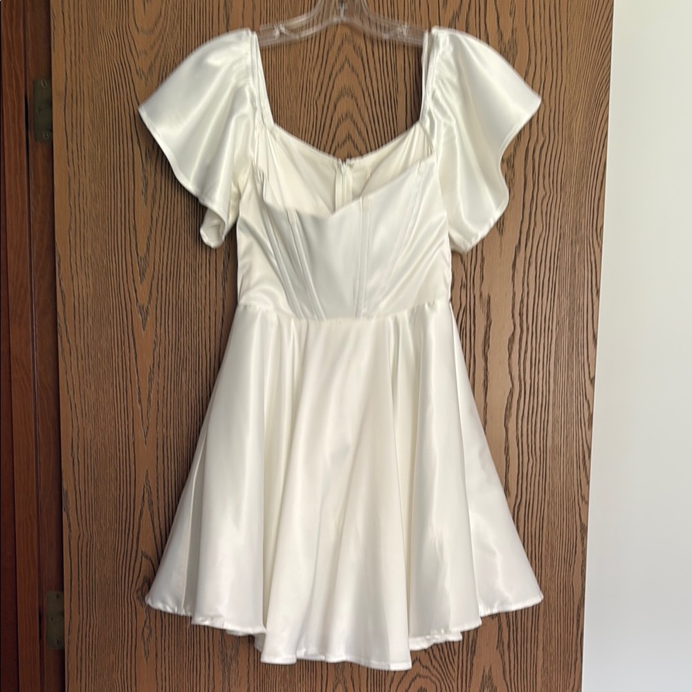 Elegant White Satin Dress